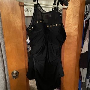 Black plus mesh swimsuit with gold accent 20W